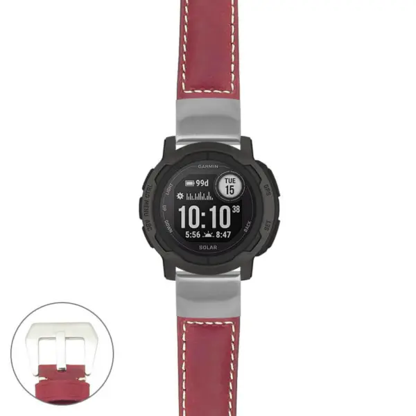 g.i2.p560a Main Red StrapsCo DASSARI Salvage Thick Padded Distressed Italian Leather Watch Band Strap with Silver Buckle