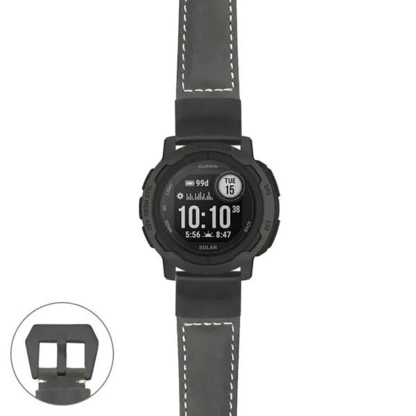 g.i2.p560a Main Black StrapsCo DASSARI Salvage Thick Padded Distressed Italian Leather Watch Band Strap with Matte Black Buckle