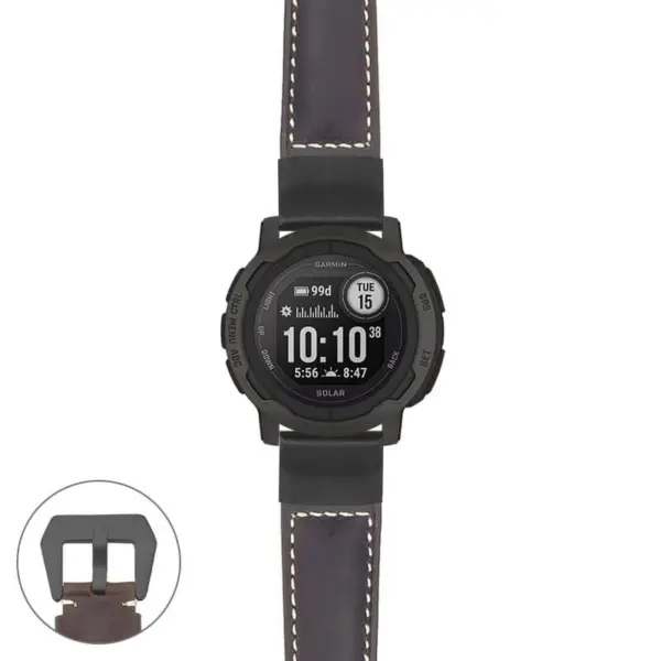g.i2.p560a Main Dark Brown StrapsCo DASSARI Salvage Thick Padded Distressed Italian Leather Watch Band Strap with Matte Black Buckle