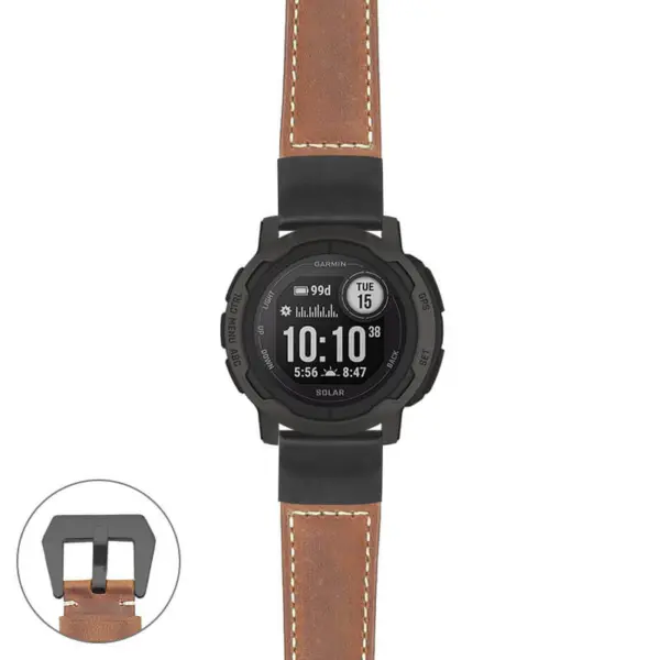 g.i2.p560a Main Tan StrapsCo DASSARI Salvage Thick Padded Distressed Italian Leather Watch Band Strap with Matte Black Buckle