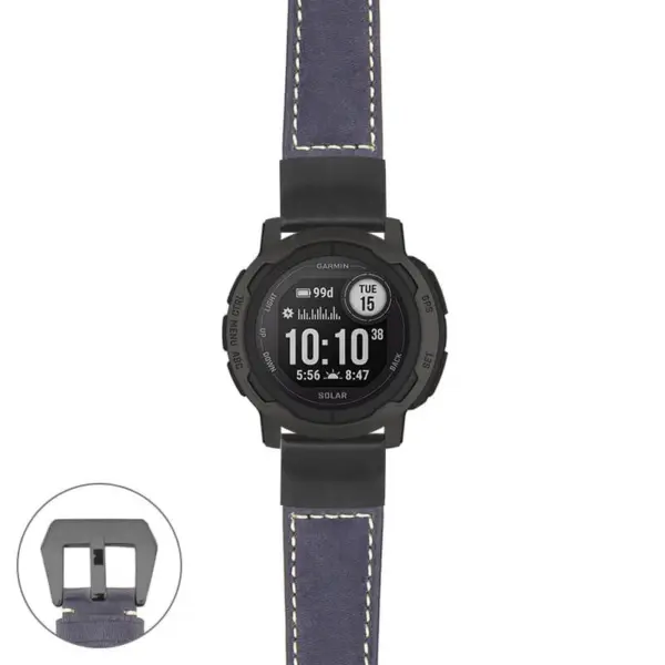 g.i2.p560a Main Blue StrapsCo DASSARI Salvage Thick Padded Distressed Italian Leather Watch Band Strap with Matte Black Buckle