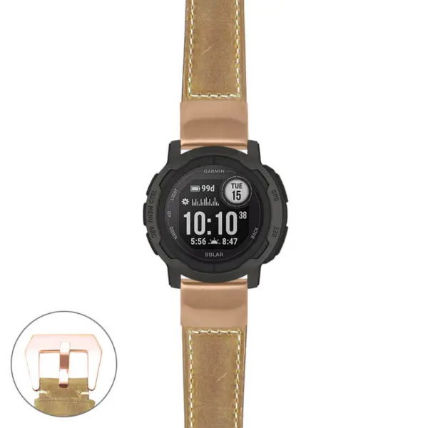 g.i2.p560a Main Beige StrapsCo DASSARI Salvage Thick Padded Distressed Italian Leather Watch Band Strap with Rose Gold Buckle