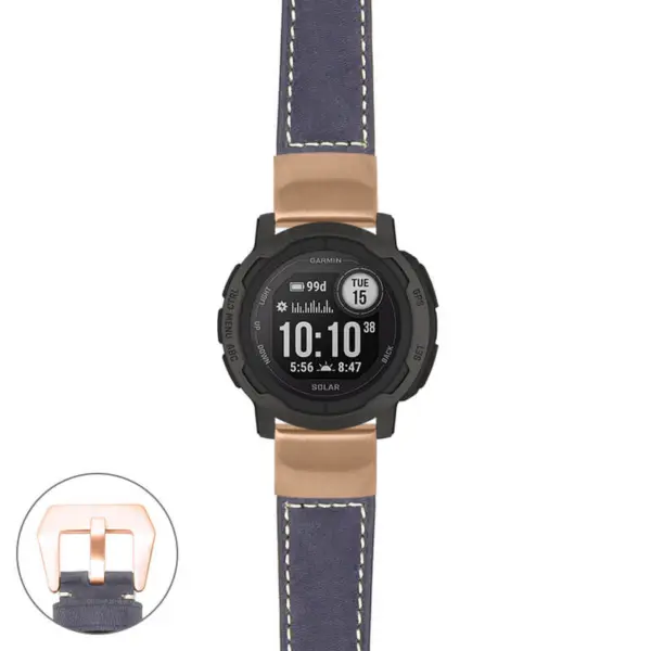 g.i2.p560a Main Blue StrapsCo DASSARI Salvage Thick Padded Distressed Italian Leather Watch Band Strap with Rose Gold Buckle