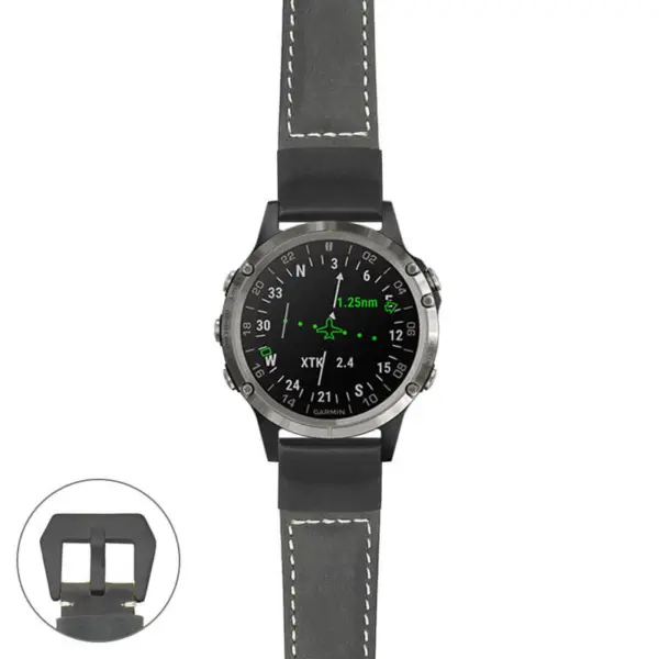 g.d2d.p560a Main Black StrapsCo DASSARI Salvage Thick Padded Distressed Italian Leather Watch Band Strap with Matte Black Buckle