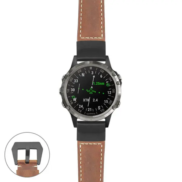 g.d2d.p560a Main Tan StrapsCo DASSARI Salvage Thick Padded Distressed Italian Leather Watch Band Strap with Matte Buckle
