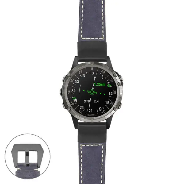 g.d2d.p560a Main Blue StrapsCo DASSARI Salvage Thick Padded Distressed Italian Leather Watch Band Strap with Matte Black Buckle