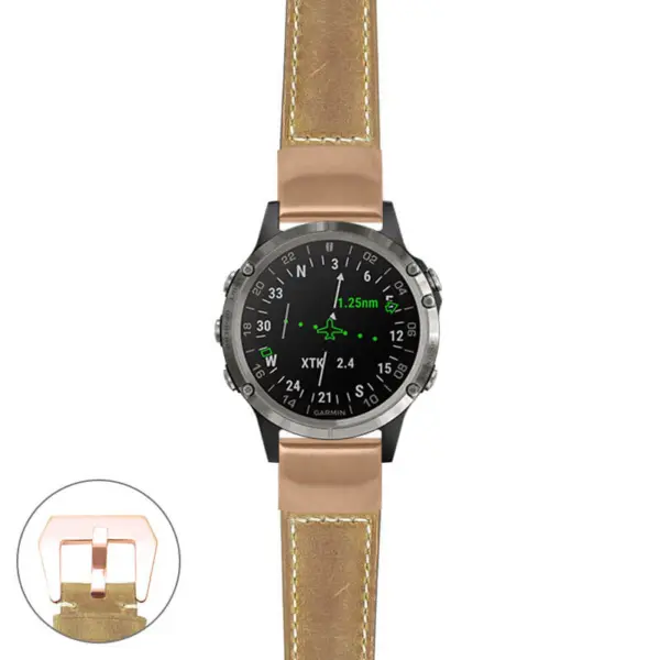 g.d2d.p560a Main Beige StrapsCo DASSARI Salvage Thick Padded Distressed Italian Leather Watch Band Strap with Rose Gold Buckle