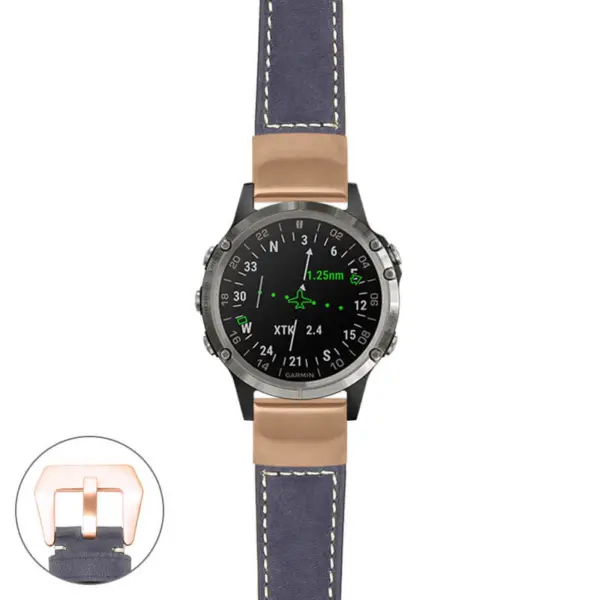 g.d2d.p560a Main Blue StrapsCo DASSARI Salvage Thick Padded Distressed Italian Leather Watch Band Strap with Rose Gold Buckle