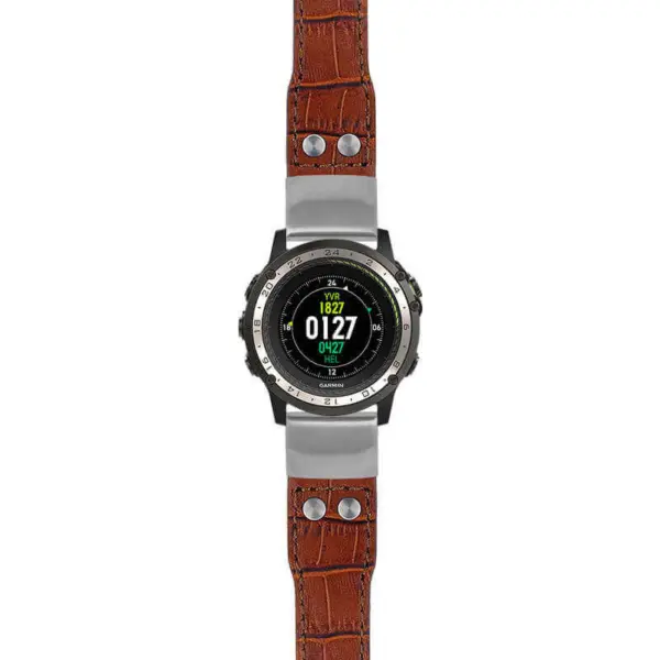 g.d2ch.iw1 Main Brown StrapsCo DASSARI Aviator Crocodile Embossed Leather Strap 22mm