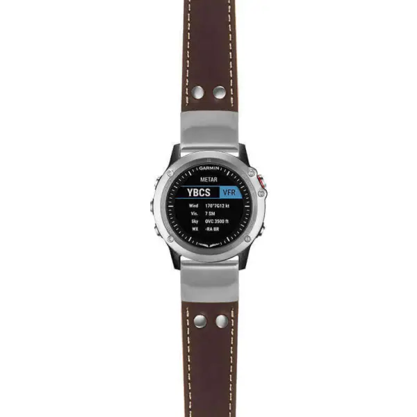 g.d2bv.ds15 Main Brown StrapsCo DASSARI Pilot Leather Watch Band with Brush Silver Buckle 22mm