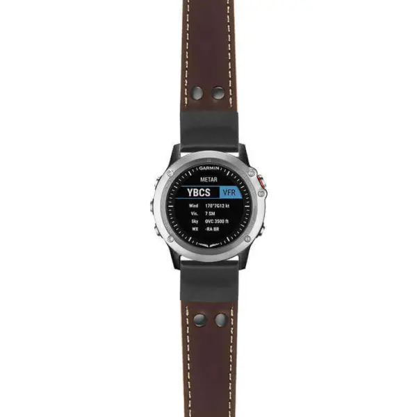 g.d2bv.ds15 Main Brown StrapsCo DASSARI Pilot Leather Watch Band with Matte Black Buckle 22mm