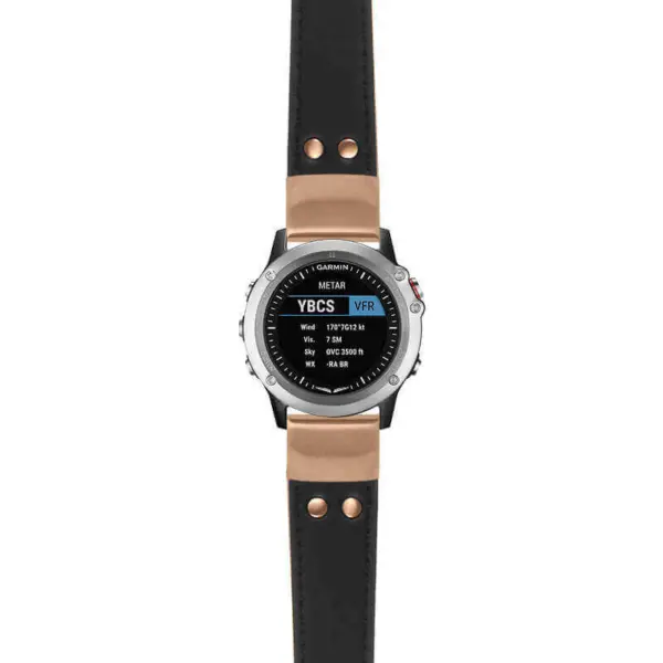 g.d2bv.ds15 Main Black StrapsCo DASSARI Pilot Leather Watch Band with Rose Gold Buckle 22mm