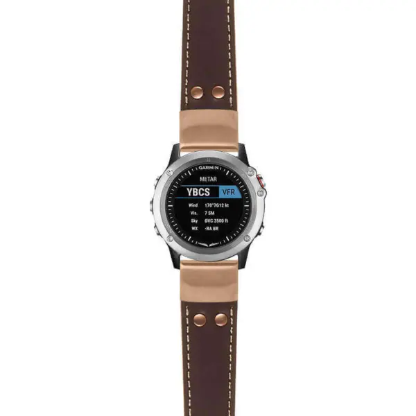 g.d2bv.ds15 Main Brown StrapsCo DASSARI Pilot Leather Watch Band with Rose Gold Buckle 22mm