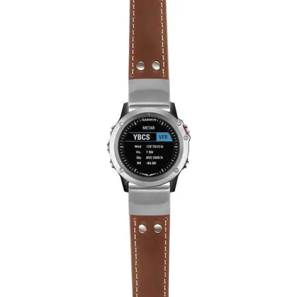 g.d2bv.ds14 Main Tan StrapsCo DASSARI Vintage Leather Pilot Watch Band with Brush Silver Buckle 22mm