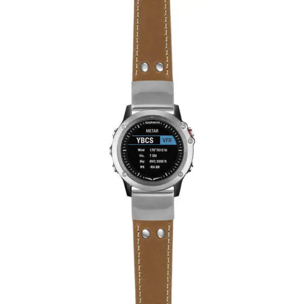 g.d2bv.ds14 Main Khaki StrapsCo DASSARI Vintage Leather Pilot Watch Band with Brush Silver Buckle 22mm