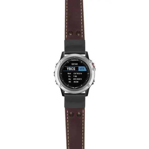 g.d2bv.ds14 Main Brown StrapsCo DASSARI Vintage Leather Pilot Watch Band with Matte Black Buckle 22mm
