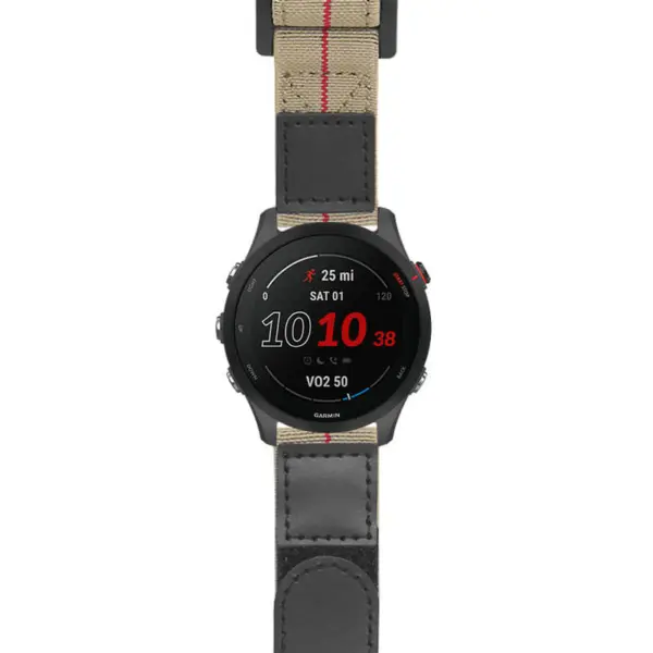 g.f255.nt13 Main Khaki & Red StrapsCo Hook and Loop Explorer Watch Band Strap Nylon Velcro NATO 20mm