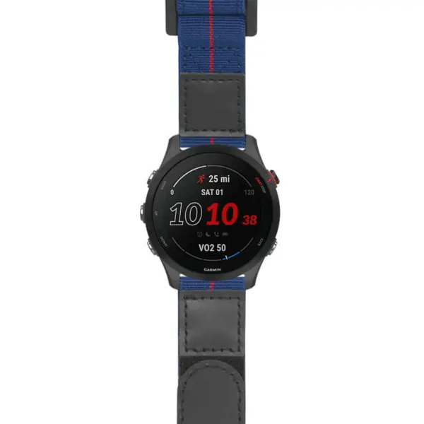 g.f255.nt13 Main Blue & Red StrapsCo Hook and Loop Explorer Watch Band Strap Nylon Velcro NATO 20mm