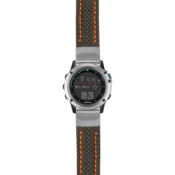 g.qtx3.st25 Main Black & Orange StrapsCo Heavy Duty Carbon Fiber Watch Strap 22mm
