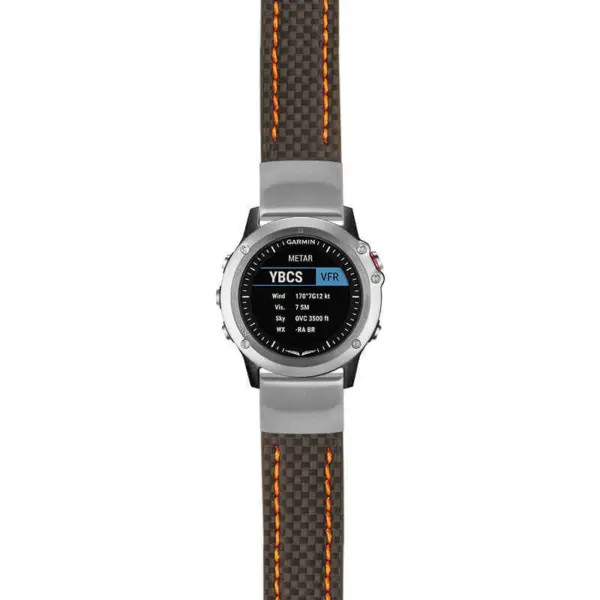 g.d2bv.st25 Main Black & Orange StrapsCo Heavy Duty Carbon Fiber Watch Strap 20mm