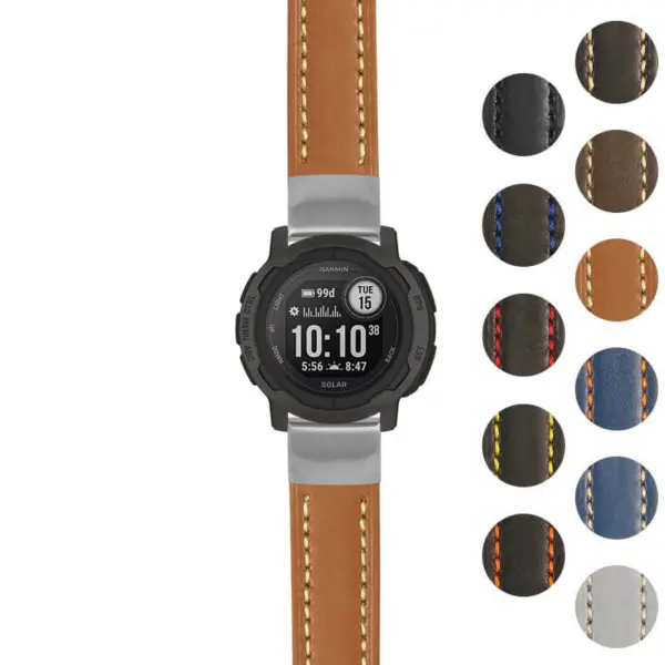 g.i2.st23 Gallery Tan & White StrapsCo Heavy Duty Mens Leather Watch Band Strap 20mm