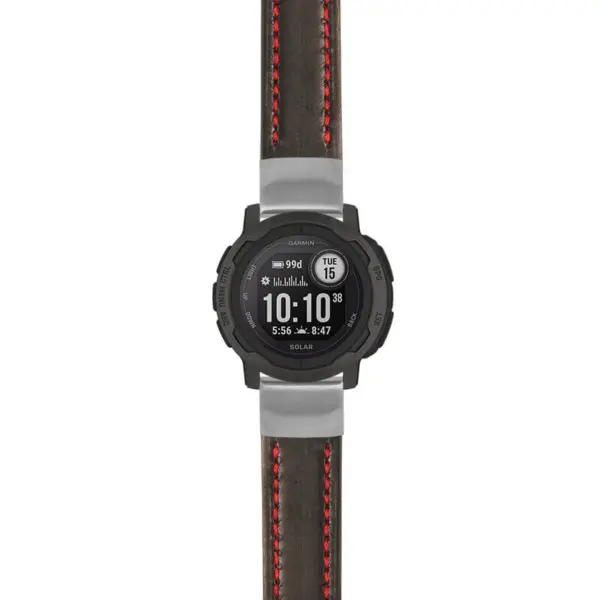 g.i2.st23 Main Black & Red StrapsCo Heavy Duty Mens Leather Watch Band Strap 20mm