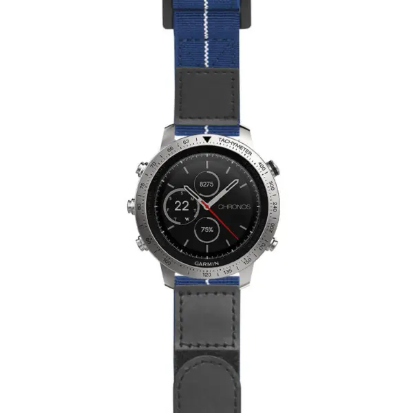 g.fch.nt13 Main Blue & White StrapsCo Hook and Loop Explorer Watch Band Strap Nylon Velcro NATO 20mm