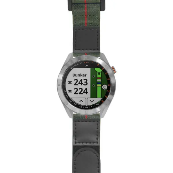 g.as40.nt13 Main Green & Red StrapsCo Hook and Loop Explorer Watch Band Strap Nylon Velcro NATO 20mm