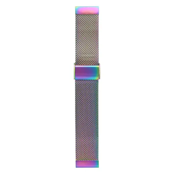 A stylish rainbow mesh watch band featuring a sleek design and adjustable clasp, perfect for adding a vibrant touch to any timepiece. Ideal for casual or formal wear