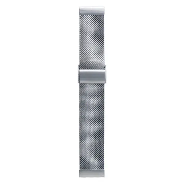 Silver mesh watch band with a sleek design, featuring a secure clasp. Ideal for adding a modern touch to your timepiece while ensuring comfort and style