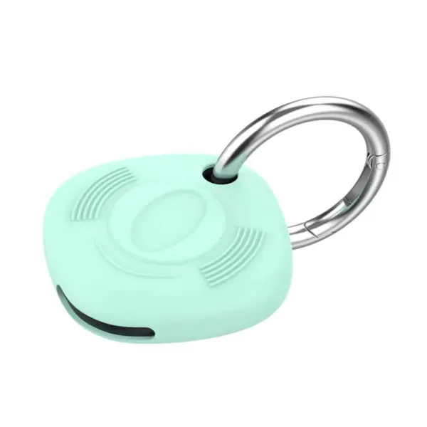 Mint green keychain designed for Samsung Galaxy Smart Tag, featuring a durable metal ring for easy attachment and a sleek, protective silicone cover