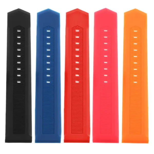 Rubber Speed Strap for MoonSwatch available in black, blue, red, and orange. Durable and stylish, perfect for enhancing your watch's look and comfort