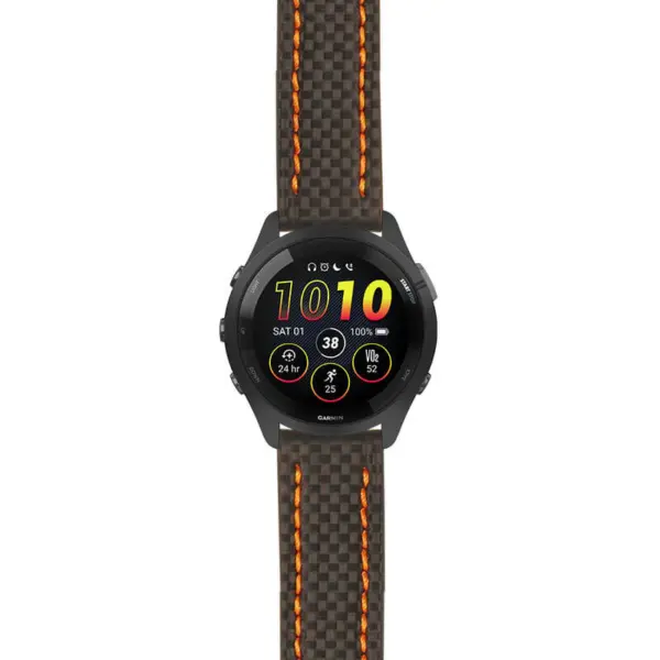 g.f265.st25 Main Black & Orange StrapsCo Heavy Duty Carbon Fiber Watch Strap 20mm