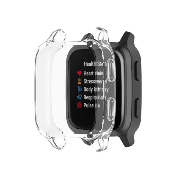 Protective Case for Garmin Venu Sq, featuring a clear and durable design that safeguards your smartwatch while maintaining easy access to all functions and features