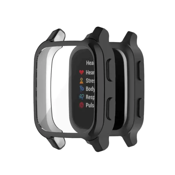 Protective case for Garmin Venu Sq, designed to safeguard the watch with a transparent front and durable edges, ensuring full access to all features while enhancing durability