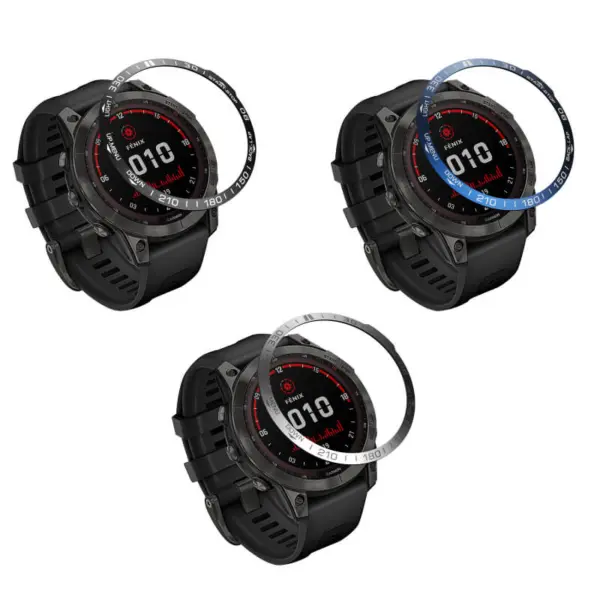 Bezel for Garmin Fenix 7X & 7X Pro, featuring three stylish color options. Enhance your watch's look while providing added protection and durability. Perfect for outdoor enthusiasts