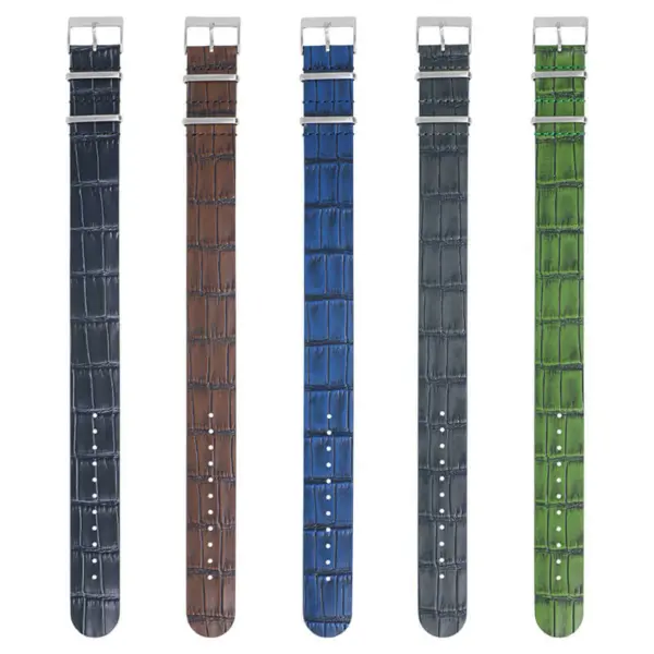 nt8 All Color StrapsCo DASSARI Vintage Alligator Embossed Single Pass Leather NATO Strap
