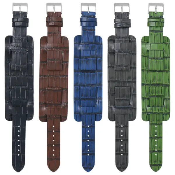 ds23 All Color StrapsCo DASSARI Vintage Alligator Embossed Leather Cuff Strap