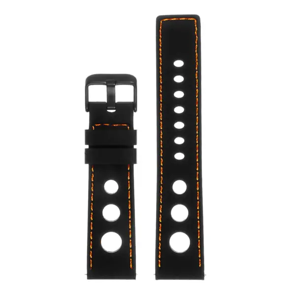 Pu11.1.12.mb Silicone Rally Strap In Black W Orange Stitching W Matte Black Buckle 3