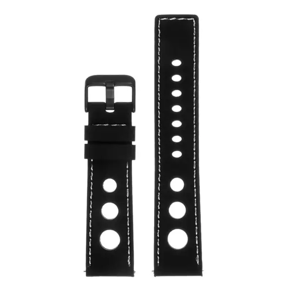 Pu11.1.22.mb Silicone Rally Strap In Black W White Stitching W Matte Black Buckle 3