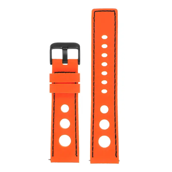 Pu11.12.1.mb Silicone Rally Strap In Orange W Black Stitching W Matte Black Buckle 3