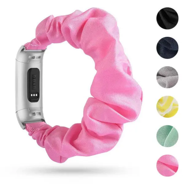 Stylish Scrunchie Band for Fitbit Charge 4 & Charge 3. Soft, stretchy fabric in vibrant colors adds a fun touch to your fitness tracker. Perfect for daily wear and workouts!