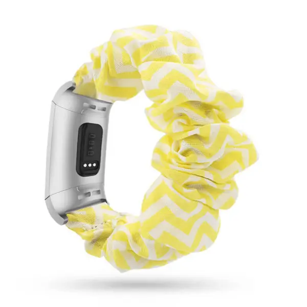 fb.w1.10.22 Main Yellow White StrapsCo Elastic Scrunchie Watch Band Strap for Fitbit Charge 4 Charge 3