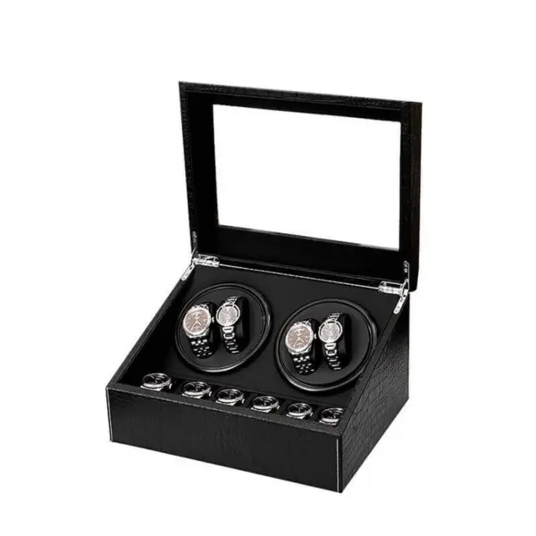 Alligator Leatherette Watch Winder For 4 Watches