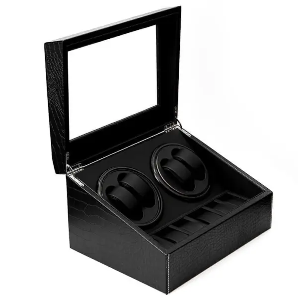 Alligator Leatherette Watch Winder For 4 Watches 3