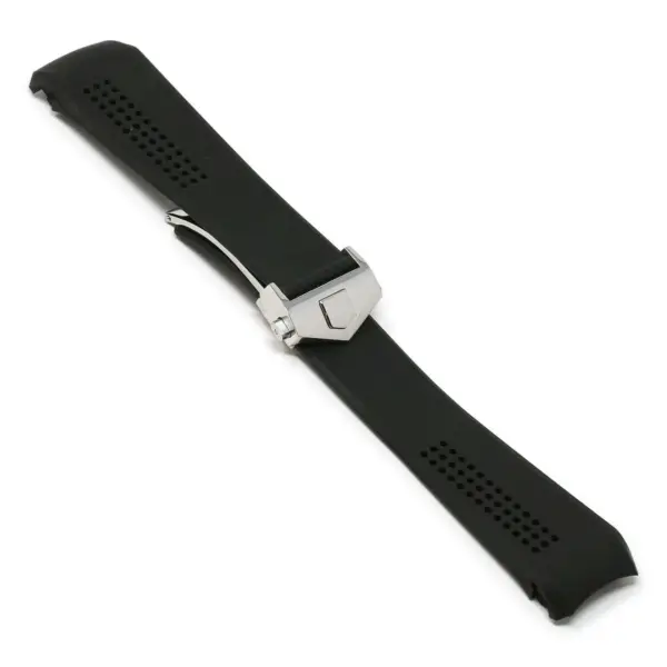 r.tag3 .1.ps Main Black Polished Silver Clasp StrapsCo Silicone Rubber Watch Band Strap For Tag Heuer Carrera Calibre