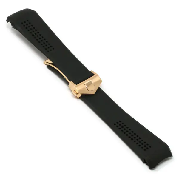 r.tag3 .1.rg Main Black Rose Gold Clasp StrapsCo Silicone Rubber Watch Band Strap For Tag Heuer Carrera Calibre