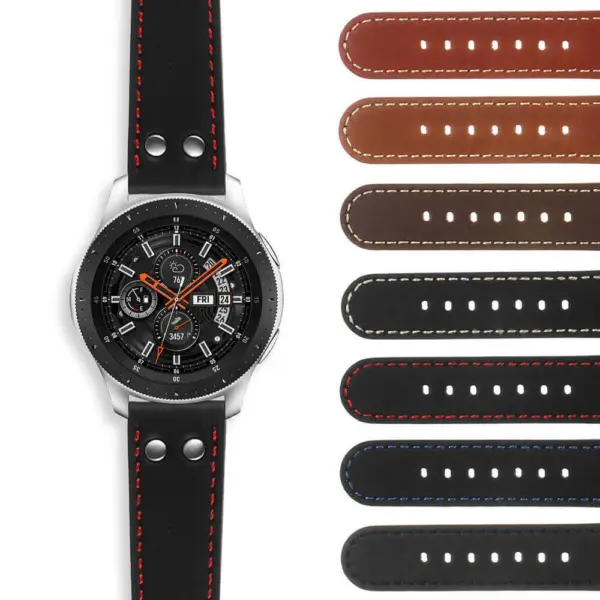 Elevate your style with the Leather Pilot Strap for Samsung Galaxy Watch. Available in 20mm and 22mm sizes, this strap combines durability with sleek design, perfect for any occasion