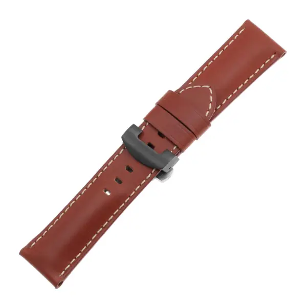 Ps5.8.mb Main Rust Smooth Leather Panerai Watch Band Strap With Black Deployant Clasp Apple Watch