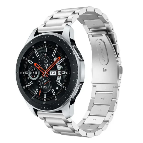 S.m8.ss.22 Main Silver StrapsCo Stainless Steel Watch Band Strap Compatible With Samsung Galaxy Watch, Galaxy Watch Active & Gear